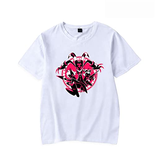HIAPES Kurzärmliges Helluva Boss-T-Shirt Für Männer Und Frauen Mit Rundhalsausschnitt, Anime-Cartoon-Druckmode, Lässiger, Großer Pullover XS ~ 4XL-Black||XS von HIAPES