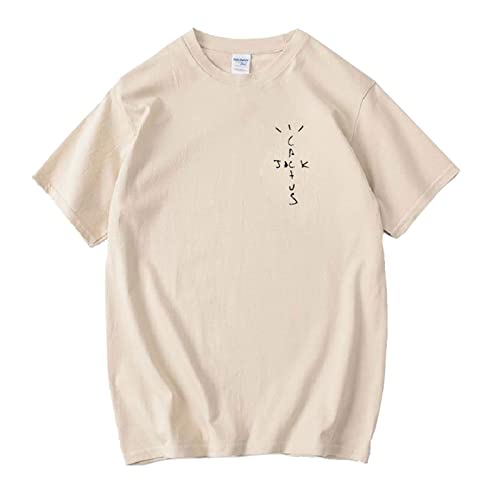 HIAPES Travis Scott Cartoon Grafik T Shirt Mode Retro Kurzärmelig Übergröße, Herren/Damen, Mode Y2K Stil Baumwoll Tops Sommer Oberteile Mit Rundhalsausschnitt Übergröße-Khaki||XS von HIAPES