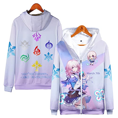 Pullover Honkai Star Rail Cartoon Graphic Print Hoodie, Herren Herbst Langarm Reißverschluss Sweatshirt Damen Lässiges Sweatshirt Übergroße Jacke-Color 1||XXS von HIAPES