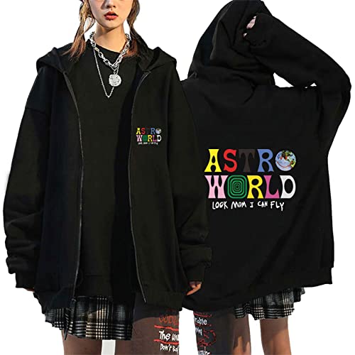 Travis Scott Hoodie Herren Und Damen Y2K Reißverschlussjacke, Cactus Jack Graffiti Langarm Sweatshirt Hip Hop Rap Casual Pullover Kpop Große Größe Jacke XS - 4XL-Color 1||XS von HIAPES