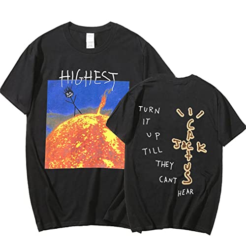 Travis Scott Reversible Printing T Shirt Sommer Herren Hip Hop Rap Kurzarm Damen Casual Street Fashion Rundhals Sweatshirt Oversize-Black||XS von HIAPES