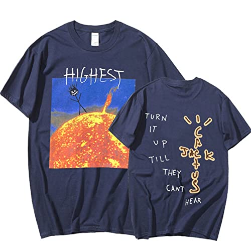 Travis Scott Reversible Printing T Shirt Sommer Herren Hip Hop Rap Kurzarm Damen Casual Street Fashion Rundhals Sweatshirt Oversize-Black||XS von HIAPES