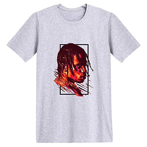 Travis Scott T Shirt Hip Hop Rapper 90er Retro T-Shirt Sommer Herren Damen Baumwolle Kurzarm Übergroße Kleidung-Black||XS von HIAPES