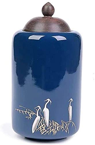 HIARAN Bestattungs- und Trauergefäße, blauer Wildkranich, Andenken für die Asche von Menschen oder Haustieren, handgeschnitzte Keramik, versiegelte Einäscherungsgefäße LQHZWYC (Farbe: A) Lucky Star von HIARAN