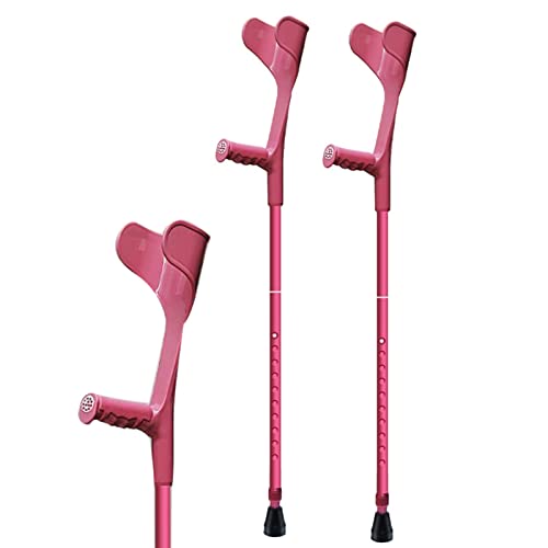 HIARAN Leichte Unterarmgehstützen, 10-stufige Höhenverstellung, ergonomisch für behinderte Jugendliche und ältere Menschen, tragbare Gehstützen (Farbe: Pink) Jubiläum Lucky Star von HIARAN