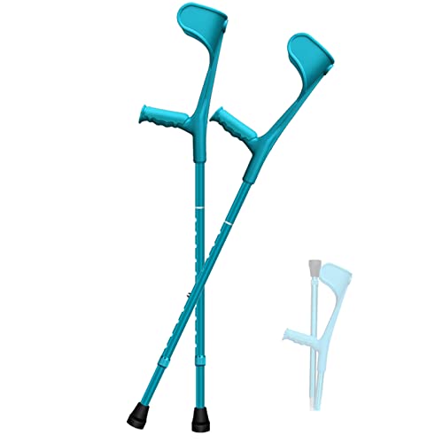 HIARAN Zusammenklappbare Unterarmgehstützen (Paar), verstellbar, ergonomisch, bequem am Handgelenk, strapazierfähig für normal große und große Erwachsene (Farbe: Blau) Jubiläum Lucky Star von HIARAN