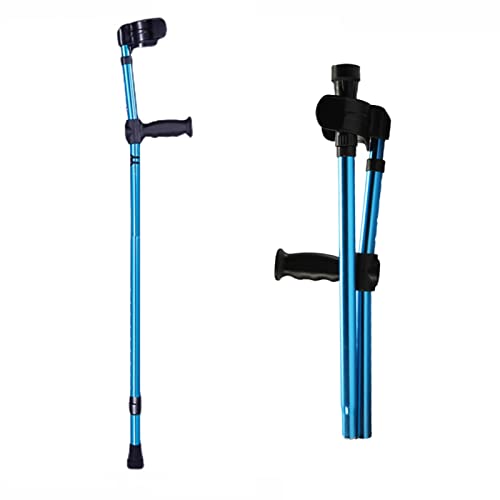 Tragbare, zusammenklappbare Unterarmgehstützen für Erwachsene, ergonomischer Gehstock aus Aluminium, höhenverstellbare Krücken für Senioren und behinderte ältere Menschen (Farbe: Blau (1 Paar)) von HIARAN