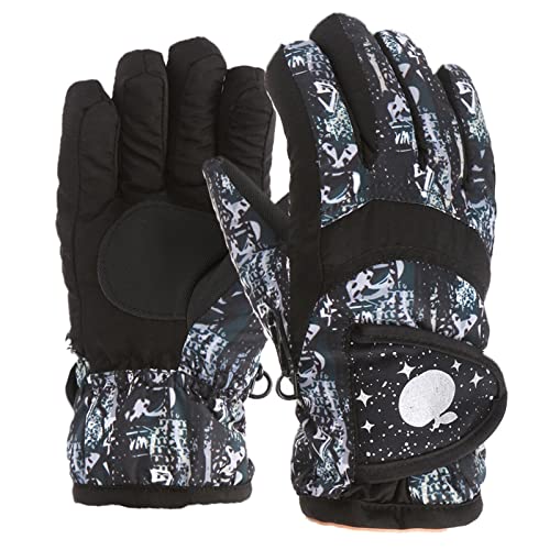 HIGOU Fingerlose Handschuhe Halloween Handschuhe Winddicht M/L Größe Winter Warm Outdoor Skating Schnee Kinder Ski Mädchen Handschuhe Snowboarden Kinder Handschuhe Halloween Paar (Black, 4-7 Years) von HIGOU