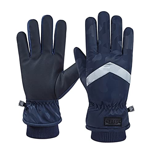 HIGOU Lange WeißE Handschuhe Damen White Gloves Winter-Reißverschluss Touchscreen Snowboard Winddichte warme Handschuhe Radfahren Sport Winddichte warme Handschuhe Damen Elegant (Blue, One Size) von HIGOU