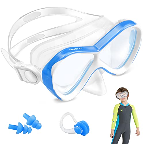 HIKOTEY Taucherbrille Kinder 4-16 Jahre, Schwimmbrille Kinder mit Nasenabdeckung, 180°Panorama HD Silikonband, Schnorchelset Kinder für Mädchen Jungen (Dunkelblau) HIKOTEY Taucherbrille Kinder 4-16 Jahre, Schwimmbrille Kinder mit Nasenabdeckung, 180°Panorama HD Silikonband, Schnorchelset Kinder für Mädchen Jungen (Dunkelblau) von HIKOTEY