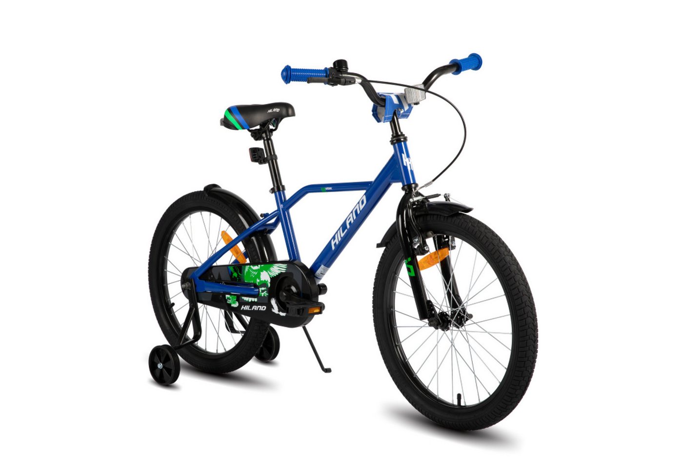 HILAND Kinderfahrrad Hawk 12 14 16 20 Zoll Kinderfahrrad für Jungen 3-10 Jahre, mit Stützrädern, V Bremseund Rücktrittbremse, Hilfsrad, Kotflügel von HILAND