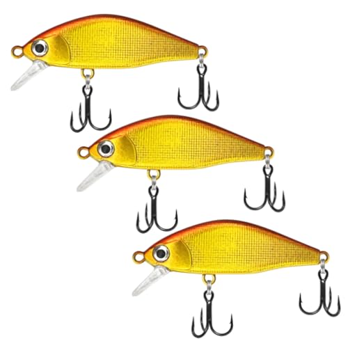 3 Stück tief sinkende Minnow-Angelköder, 4 g, 50 mm, künstliche Hartköder, 1,5–2,5 m, Kurbelköder, Wobbler, Forellenbereich, Barsch, Barsch von HILUCKYY