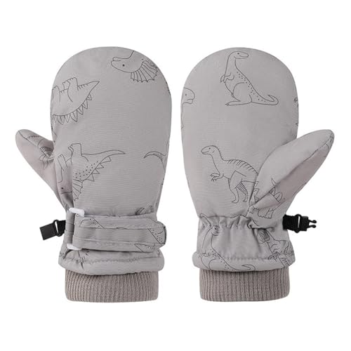 HINAYOSAN Thermo-Handschuhe, Kinder, Skihandschuhe, spritzwassergeschützt, winddicht, für Kinder, Winter, Schneehandschuhe, bedruckt, Dinosaurier-Muster von HINAYOSAN