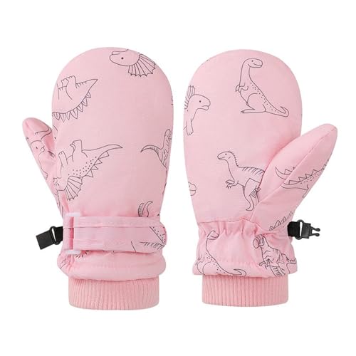 HINAYOSAN Thermo-Handschuhe, Kinder, Skihandschuhe, spritzwassergeschützt, winddicht, für Kinder, Winter, Schneehandschuhe, bedruckt, Dinosaurier-Muster von HINAYOSAN