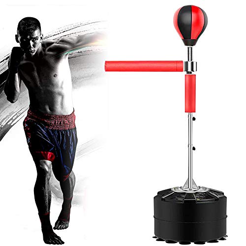 HINOPY Boxbirne Punchingball, 120-190cm Höhenverstellbar Standboxball freistehend Boxsack Set mit Ständer und 360° Reflexstange Für Hause Fitnessstudio Boxhalle usw von HINOPY