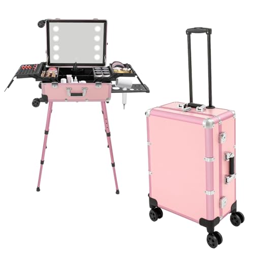 HINOPY Kosmetikkoffer, Trolley Schminkkoffer Großer Make up Koffer Multikoffer Friseurkoffer mit 4 Universalrollen, Große Klare Spiegel & Stützbein, für Visagisten, Friseure, Nageldesigner, usw HINOPY Kosmetikkoffer, Trolley Schminkkoffer Großer Make up Koffer Multikoffer Friseurkoffer mit 4 Universalrollen, Große Klare Spiegel & Stützbein, für Visagisten, Friseure, Nageldesigner, usw von HINOPY