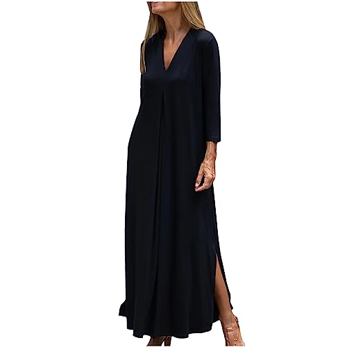 Dresses For Women Geschenke für Frauen Lose A-Linie Kleid Knielang Dress Boho meine bestellungen anzeigen 1950er Vintage Cocktail Rockabilly V-Ausschnitt Faltenrock Elegant Kleider Abendkleid Rüs von HINTSAN