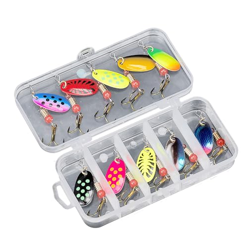 HIOPOIUYT 10Pcs Spinner Köder Set Angeln Lockt Metall Köder Forelle Angeln Köder Pailletten Crankbait Outdoor Angeln Zubehör von HIOPOIUYT