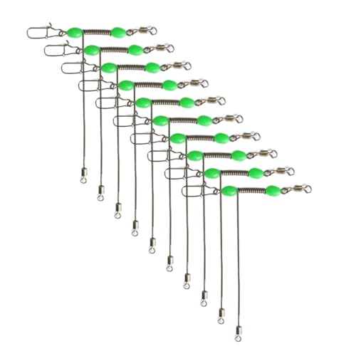 HIOPOIUYT Angelwirbel aus Edelstahl mit leuchtenden Perlen, 3-Wege-T-Form, Rollwaagen, Angelschnur-Wirbel, 10 Stück von HIOPOIUYT