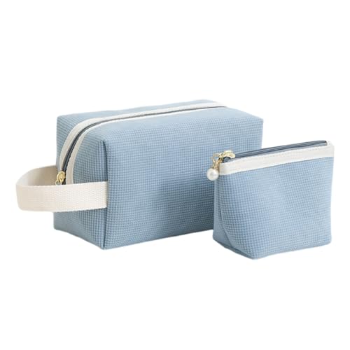 HIOPOIUYT Kompakte und funktionale Make-up-Tasche, leicht zu transportieren, ideal für Familie oder Kollegen, blau, 2pcs set von HIOPOIUYT