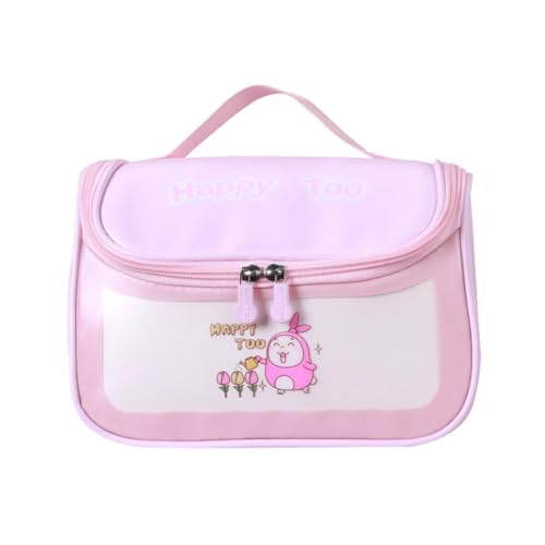 HIOPOIUYT Make-up-Tasche mit großer Kapazität, Cartoon-Kosmetiktasche, Reise-Kulturbeutel, wasserdicht, Kosmetiktasche für Damen, rose, 2 von HIOPOIUYT