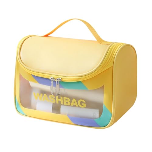 HIOPOIUYT Multifunktionale Make-up-Tasche mit großem Fassungsvermögen, Reise-Kulturbeutel, Kosmetiktasche mit Griff, Aufbewahrung, Oragenizer für Damen und Mädchen, gelb von HIOPOIUYT