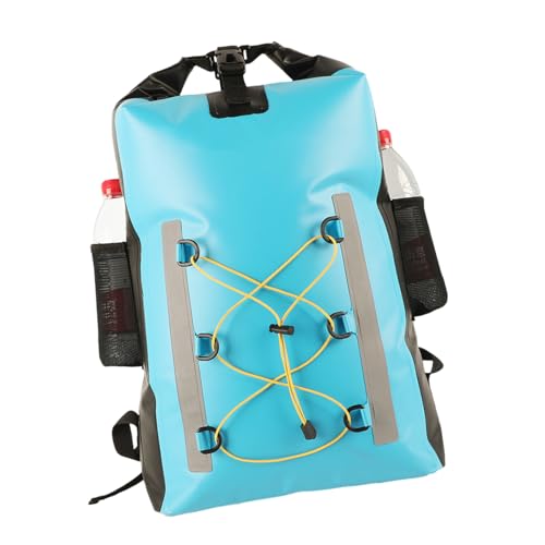 HIOPOIUYT Trockener Rucksack Wasserdichter Trockensack Rucksack 30 L Mit Netztasche Verstellbarer Riemen Roll Top Trockensack Für Kajak Rafting von HIOPOIUYT