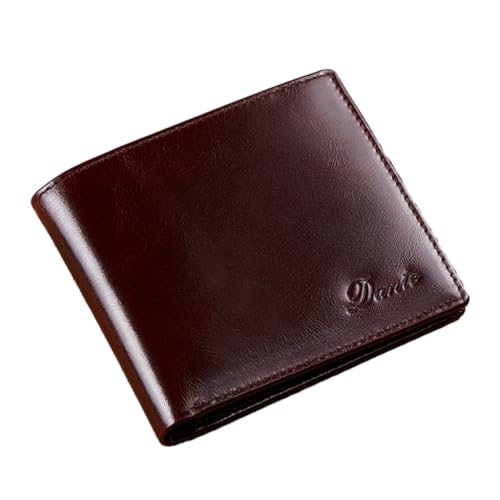 HIOPOIUYT Vintage Geldbörse blockierender Kartenhalter für Herren, stilvolle kurze Brieftaschen, Diebstahlschutz, Münzgeldbörse, coffee von HIOPOIUYT