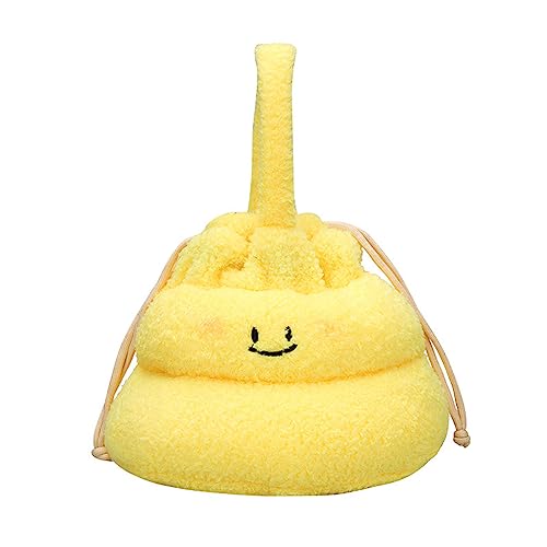 Plüsch-Handtasche in Kot-Form für Damen, Cartoon-Koten-Kordelzug, Umhängetasche, lustige Umhängetasche, gelb Plüsch-Handtasche in Kot-Form für Damen, Cartoon-Koten-Kordelzug, Umhängetasche, lustige Umhängetasche, gelb von HIOPOIUYT
