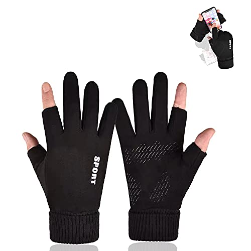 HITNEXT Fahrradhandschuhe, Arbeitshandschuhe Fingerlos Mountainbike Motorrad Touchscreen Handschuhe, 2-Fingerless Winter Biking Handschuhe für Männer Frauen HITNEXT Fahrradhandschuhe, Arbeitshandschuhe Fingerlos Mountainbike Motorrad Touchscreen Handschuhe, 2-Fingerless Winter Biking Handschuhe für Männer Frauen von HITNEXT