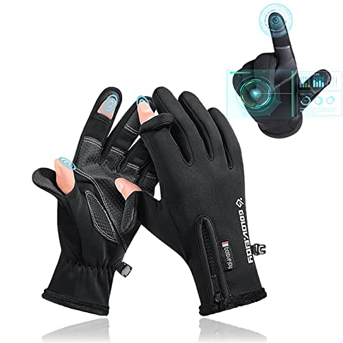HITNEXT Fahrradhandschuhe, Mountainbike Motorrad Ski Touchscreen Handschuhe, 2-Fingerless Winter Workout Biking Handschuhe für Männer Frauen von HITNEXT
