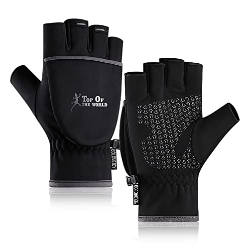 HITNEXT Fahrradhandschuhe Schwarz, Winter Cabrio-Handschuhe Motorrad Angelhandschuhe, Convertible Flip Fingerlose Handschuhe Touchscreen Radfahren Fotografie Handschuhe für Herren Damen HITNEXT Fahrradhandschuhe Schwarz, Winter Cabrio-Handschuhe Motorrad Angelhandschuhe, Convertible Flip Fingerlose Handschuhe Touchscreen Radfahren Fotografie Handschuhe für Herren Damen von HITNEXT