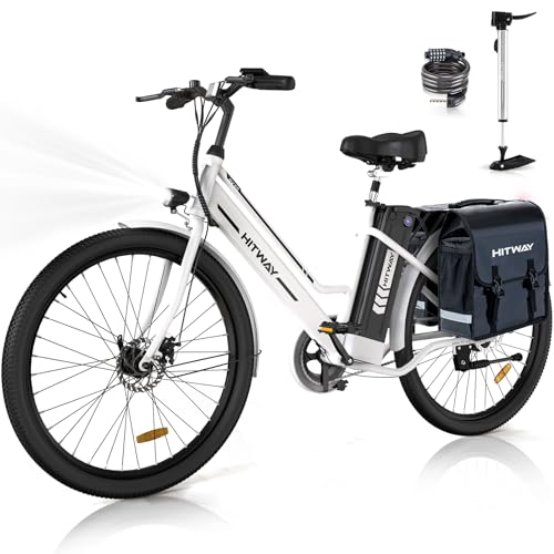 HITWAY E-Bike für Damen Herren, 26 Zoll, Elektrofahrrad E-Citybike, 8.4Ah 36V Abnehmbarer Akku,Sitzhöhe Verstellbar,City Bike mit Gepäckträger für Erwachsene City Pendler von HITWAY