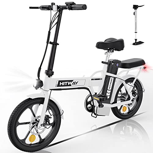 HITWAY Elektrofahrrad E-Bike Faltbare Stadtfahrräder 8.4h Batterie, elektrische Laufleistung kann 35-70 km erreichen, 250 W / 36 V / 8.4Ah Batterie, Max., Weiß-Ohne Drossel von HITWAY