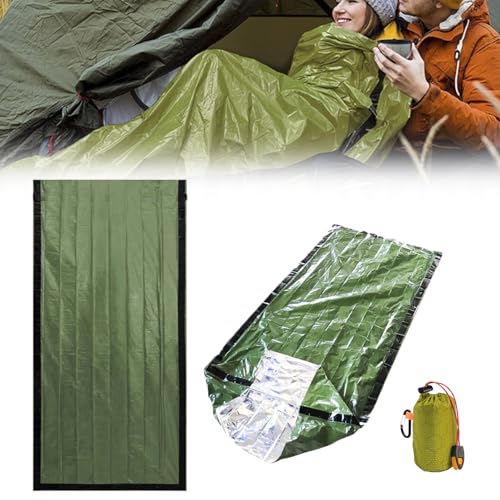 Sierra Madre Emergency Sleeping Bag, 84"X36" Sierra Madre Emergency Sleeping Bag, Tiny Portable Thermal Waterproof Sierramadre Emergency Sleeping Bag for Camping, Hiking, Outdoor (1Pc Green) von HItianya