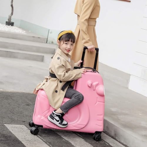 HJDQMDHA Still Gepäck Kinder Ride-On Koffer Nette Cartoon Spielzeug Box Sicherheitsgurt Mode Trolley Boarding Koffer Anti-Rollover Universal Glatt von HJDQMDHA