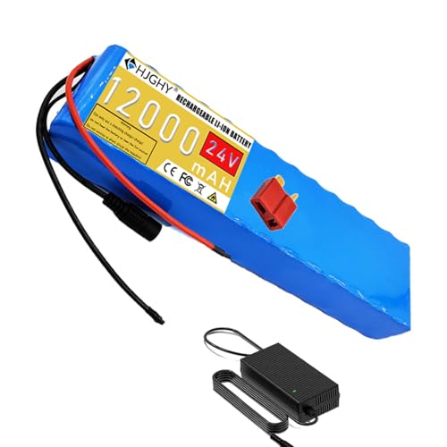 HJGHY 24V 12Ah Elektrofahrradbatterie 24V wasserdichte Lithiumbatterie 24V Ebike-Akkupack 24V Rollerbatterie für 0-300W Klapprollermotor,T Port,24V 12Ah von HJGHY