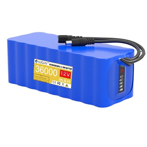 HJGHY DC 12 V wiederaufladbarer Lithium-Ionen-Akku 12 V 18000 mAh 21000 mAh 24000 mAh 36000 mAh Ersatz-Li-Ionen-Akkupack Tragbare Notstromversorgung,12v,36000mAh von HJGHY