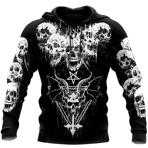 HJKHJKH Herren Pullover Dark Satanic Skull 3D Druck Herbst Herren Hoodie Unisex Kapuzen-Sweatshirt Streetwear Casual Trainingsanzug HJKHJKH Herren Pullover Dark Satanic Skull 3D Druck Herbst Herren Hoodie Unisex Kapuzen-Sweatshirt Streetwear Casual Trainingsanzug von HJKHJKH