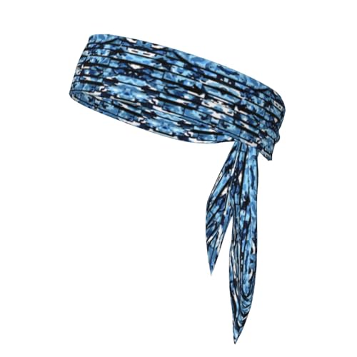 Blaues Camouflage-Stirnband, schweißabsorbierend, ideal für Tennis, Laufen, Radfahren, Unisex-Stirnbänder für Damen und Herren von HJLUUFT