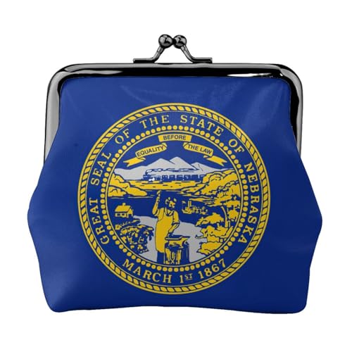 Geldbörse mit Nebraska-Flagge für Damen, Münzgeldbörse für Damen, kleine Make-up-Tasche für Geldbörse, Kussschloss, Bankkarten-Aufbewahrungstasche, Retro-Stil, Schwarz, Einheitsgröße, Art Deco von HJLUUFT