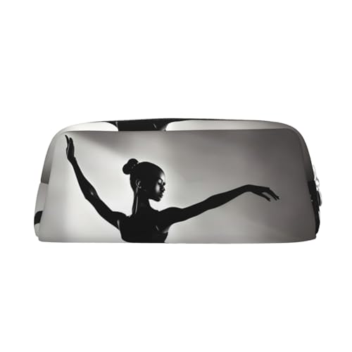 HJLUUFT Ballerina Dance Lederetui halbrund, tragbar, für Reisen, Make-up, ideales Federmäppchen, Make-up-Tasche und tägliche Aufbewahrung, stilvoll von HJLUUFT