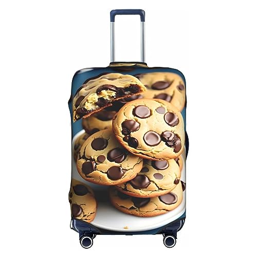 HJLUUFT Cookies Food Chocolate Chips Kekse Stilvolle Gepäckabdeckung – Schützen und personalisieren Sie Ihren Koffer mit TSA-zugelassener Abdeckung, Kofferabdeckungen für Gepäck, Weiss/opulenter von HJLUUFT