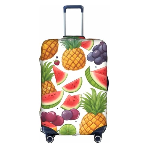 HJLUUFT Frische saftige Früchte, Ananas, Beeren, Trauben, Orange, maßgeschneiderte Gepäckabdeckung, personalisieren und finden Sie Ihren Koffer mühelos, Kofferhülle, weiß, L von HJLUUFT