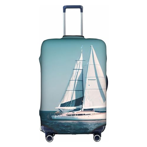HJLUUFT Kofferabdeckung mit Segelboot, Landschaft, Reisen, maßgeschneiderte Gepäckabdeckung, personalisieren und finden Sie Ihren Koffer mühelos, weiß, L von HJLUUFT