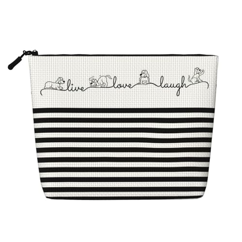 HJLUUFT Kosmetiktasche mit niedlichem Tiermotiv und Hundemotiv, große Kapazität, Kulturbeutel für Damen, Schwarz, Einheitsgröße HJLUUFT Kosmetiktasche mit niedlichem Tiermotiv und Hundemotiv, große Kapazität, Kulturbeutel für Damen, Schwarz, Einheitsgröße von HJLUUFT