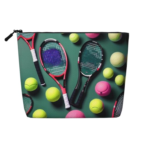 HJLUUFT Lustige Make-up-Tasche für Tennisschläger und Tennisbälle, Reise-Kulturbeutel, Make-up-Tasche für Damen, Make-up-Organizer, Toilettenartikel-Zubehör, Schwarz, Einheitsgröße von HJLUUFT