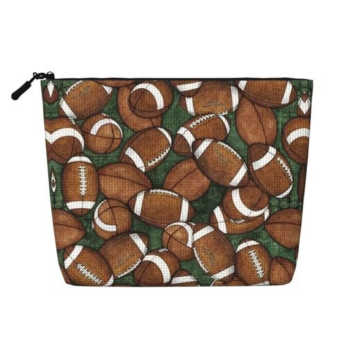 HJLUUFT Make-up-Tasche mit Fußball-Motiv, Reise-Kulturbeutel, Make-up-Tasche für Damen, Make-up-Organizer, Toilettenartikel, Zubehör, Schwarz, Einheitsgröße von HJLUUFT