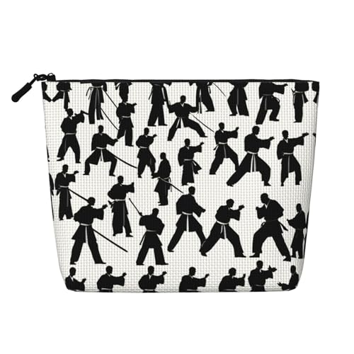 HJLUUFT Make-up-Tasche mit Silhouetten von Kampfsport-Druck, große Kapazität, Kulturbeutel für Damen, Schwarz, Einheitsgröße von HJLUUFT