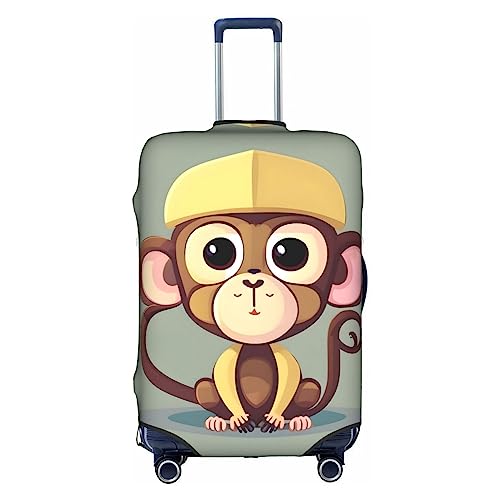 HJLUUFT Niedlicher Affen-Reisekoffer, maßgeschneiderte Gepäckabdeckung, personalisieren und finden Sie Ihren Koffer mühelos, Kofferabdeckung, weiß, S von HJLUUFT